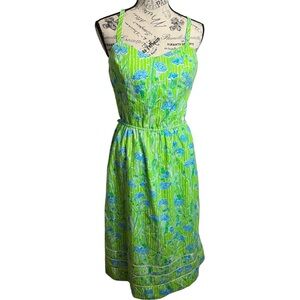Vtg. 60/70s The Lilly by Lilly Pulitzer Green and Blue Floral Dress